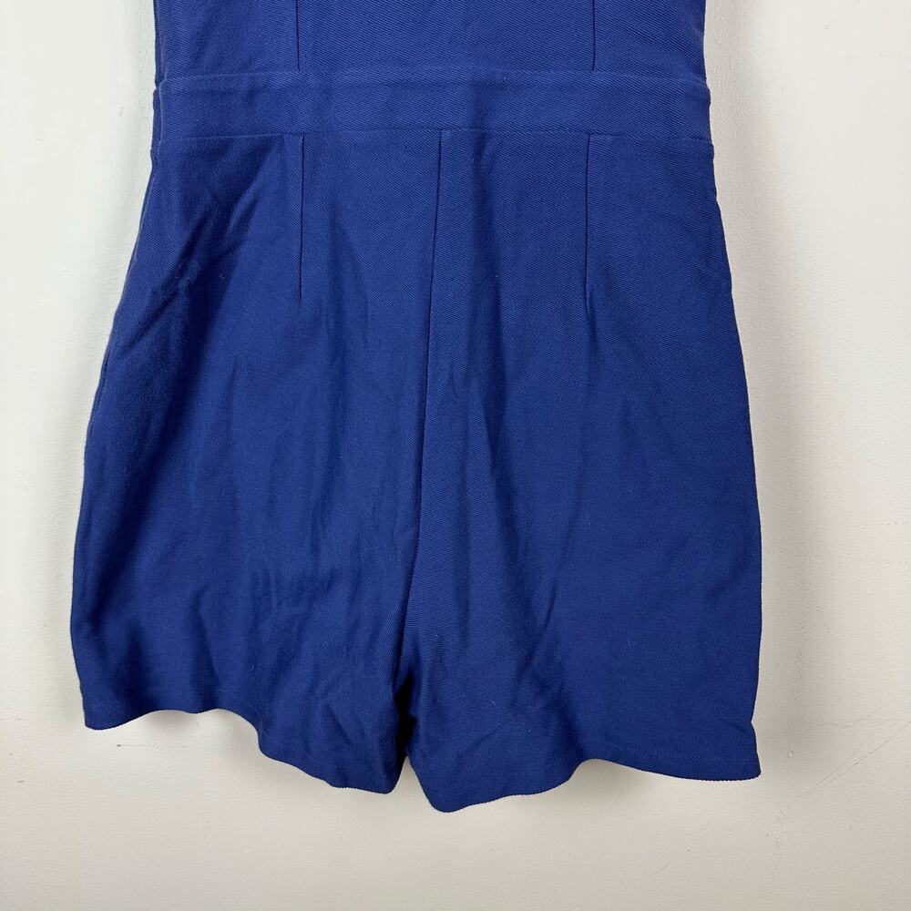 Maeve Anthropologie Indigo Wrap Romper Cotton Jumpsuit M Career Travel Resort - Picture 4 of 11